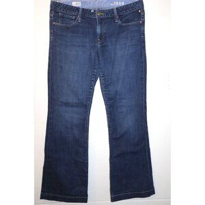 Y2K Gap 1969 Long & Lean Flare Jeans Women's Size 32/14 Dark Wash Stretch Denim